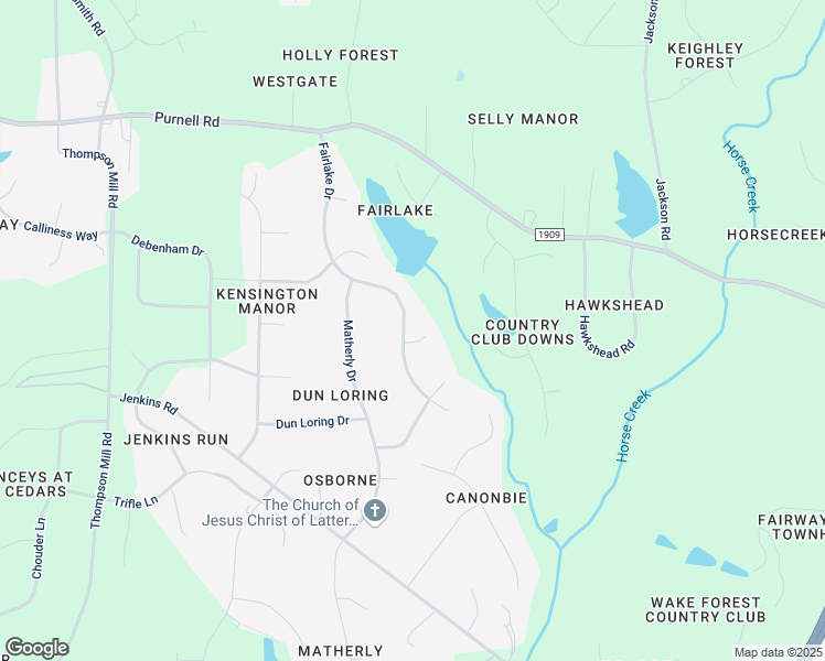 map of restaurants, bars, coffee shops, grocery stores, and more near 7808 Fairlake Drive in Wake Forest