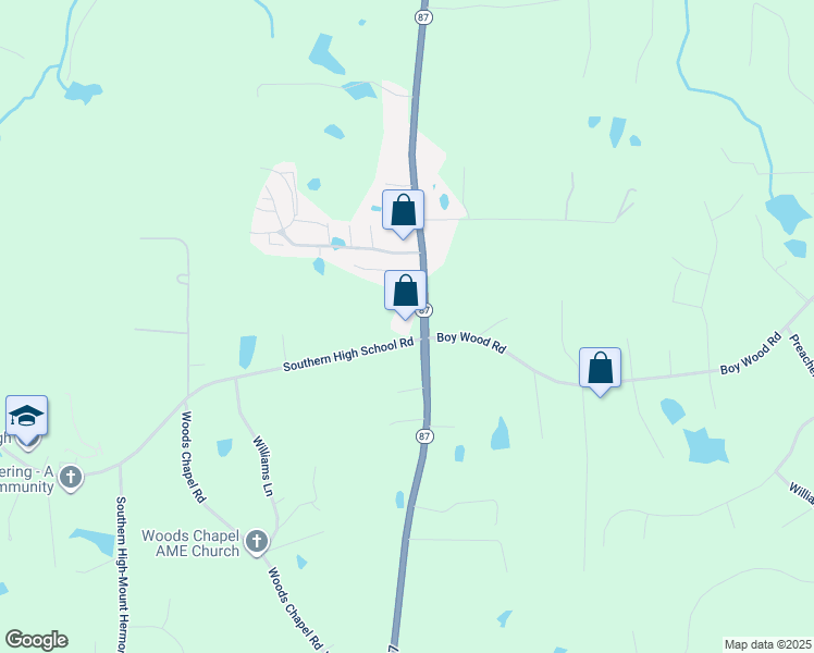 map of restaurants, bars, coffee shops, grocery stores, and more near 2995 North Carolina 87 in Graham