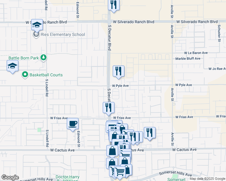 map of restaurants, bars, coffee shops, grocery stores, and more near 4862 Orchid Ridge Avenue in Las Vegas
