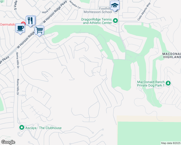 map of restaurants, bars, coffee shops, grocery stores, and more near 623 Dragon Mountain Court in Henderson