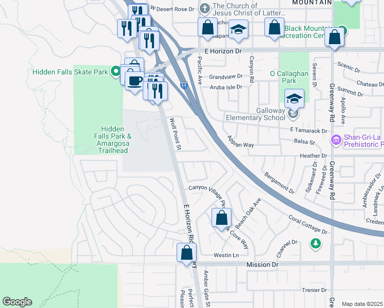 map of restaurants, bars, coffee shops, grocery stores, and more near 112 Highwood Avenue in Henderson