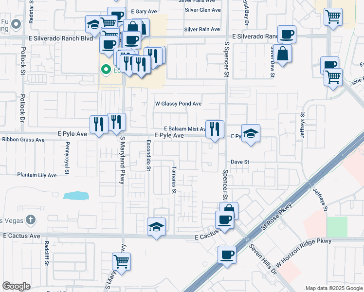 map of restaurants, bars, coffee shops, grocery stores, and more near 10124 Eden Falls Lane in Las Vegas