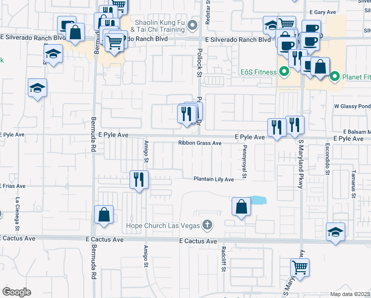 map of restaurants, bars, coffee shops, grocery stores, and more near 10142 Rice Paper Street in Las Vegas
