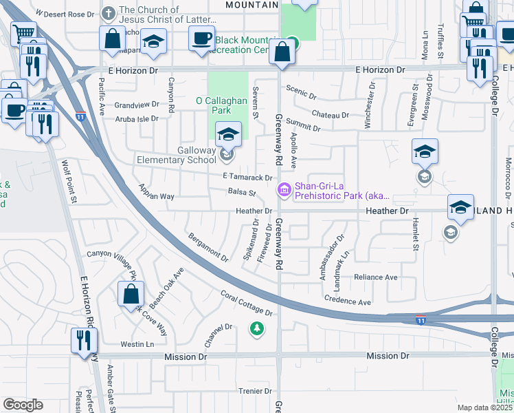 map of restaurants, bars, coffee shops, grocery stores, and more near 328 Balsa Street in Henderson