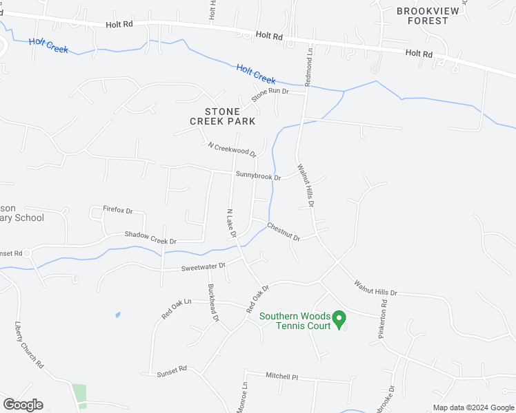 map of restaurants, bars, coffee shops, grocery stores, and more near 300 East Creekview Court in Brentwood