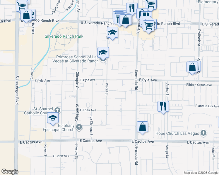 map of restaurants, bars, coffee shops, grocery stores, and more near 285 East Pyle Avenue in Las Vegas