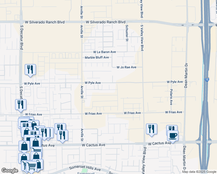 map of restaurants, bars, coffee shops, grocery stores, and more near 4175 West Pyle Avenue in Las Vegas