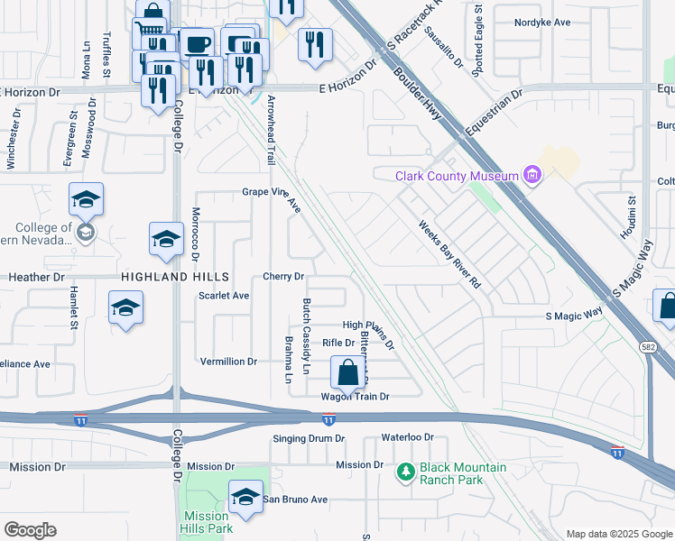 map of restaurants, bars, coffee shops, grocery stores, and more near 850 Grape Vine Avenue in Henderson