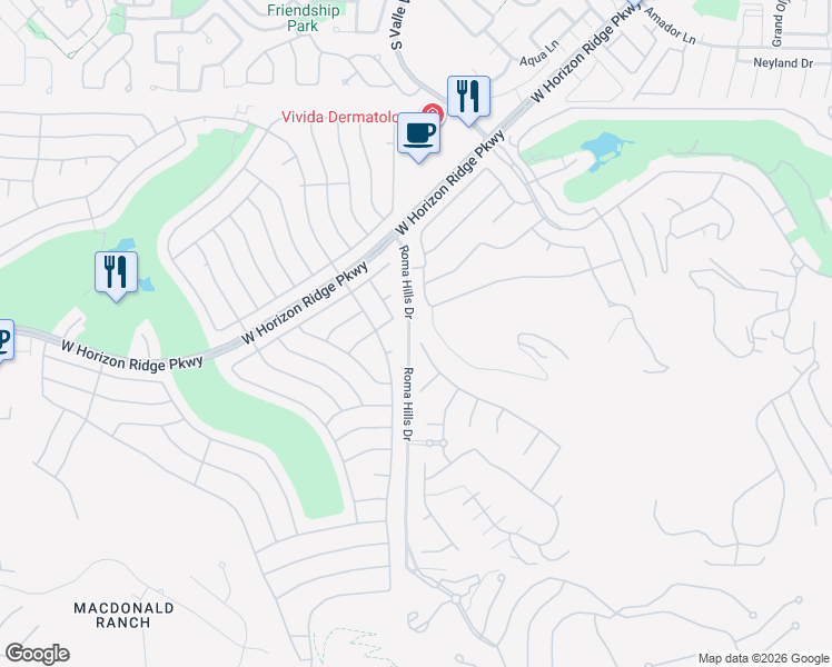 map of restaurants, bars, coffee shops, grocery stores, and more near 1800 Amarone Way in Henderson