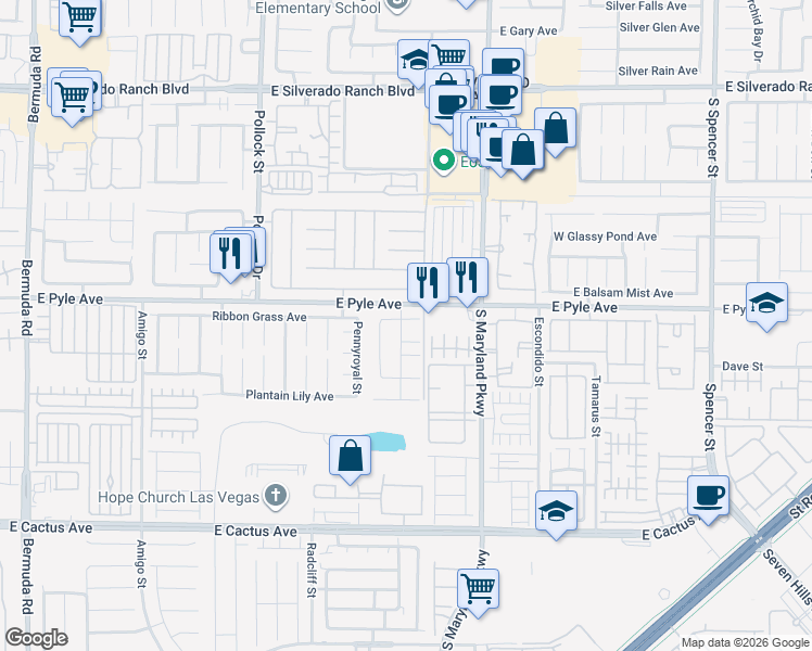 map of restaurants, bars, coffee shops, grocery stores, and more near 1070 Ashwood Bay Avenue in Las Vegas