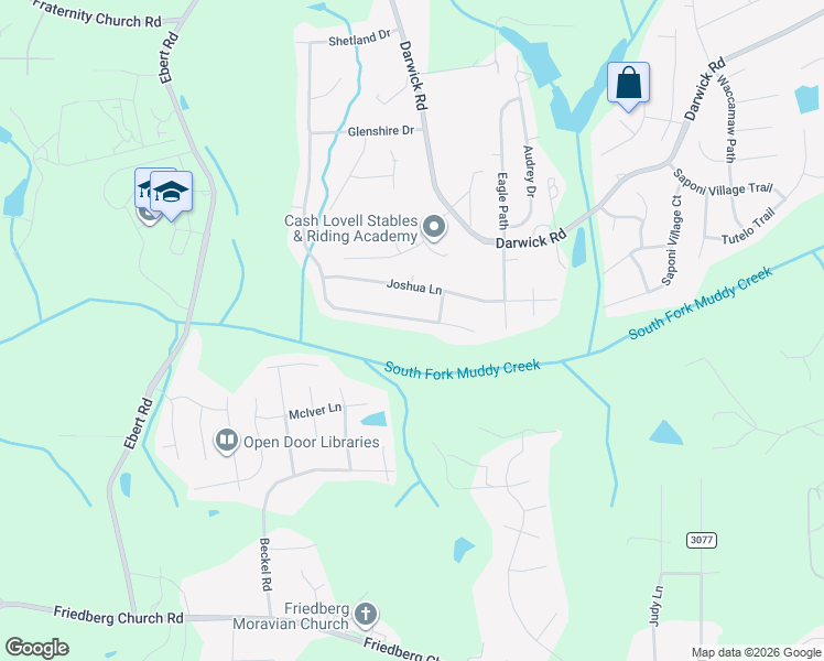 map of restaurants, bars, coffee shops, grocery stores, and more near 1872 Denise Lane in Winston-Salem