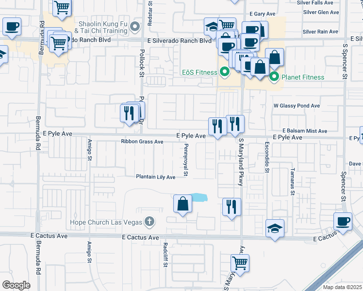 map of restaurants, bars, coffee shops, grocery stores, and more near 960 Orchid Vine Court in Las Vegas