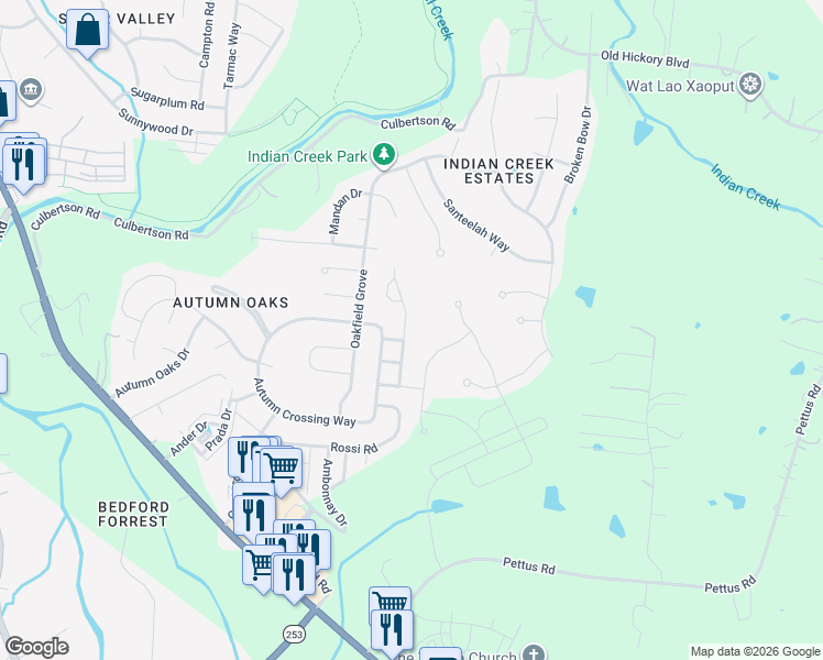 map of restaurants, bars, coffee shops, grocery stores, and more near 9145 Carissa Drive in Nashville