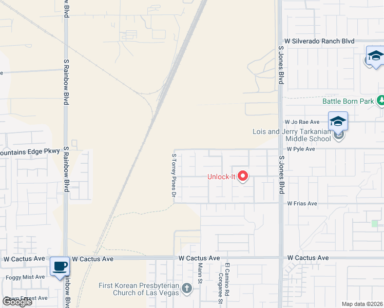 map of restaurants, bars, coffee shops, grocery stores, and more near 6430 Bombax Court in Las Vegas