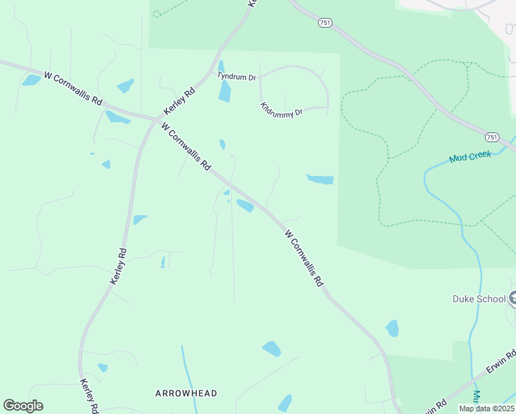map of restaurants, bars, coffee shops, grocery stores, and more near 3815 West Cornwallis Road in Durham