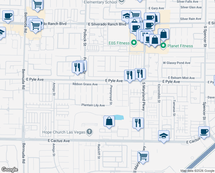map of restaurants, bars, coffee shops, grocery stores, and more near 954 Orchid Vine Court in Las Vegas