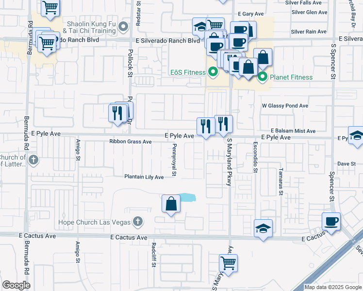 map of restaurants, bars, coffee shops, grocery stores, and more near 10123 Arlington Abby Street in Las Vegas