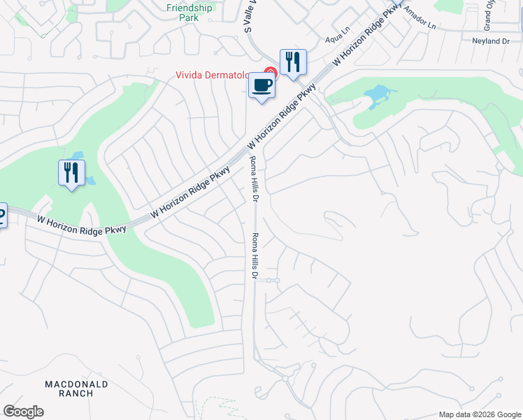 map of restaurants, bars, coffee shops, grocery stores, and more near 1800 Amarone Way in Henderson