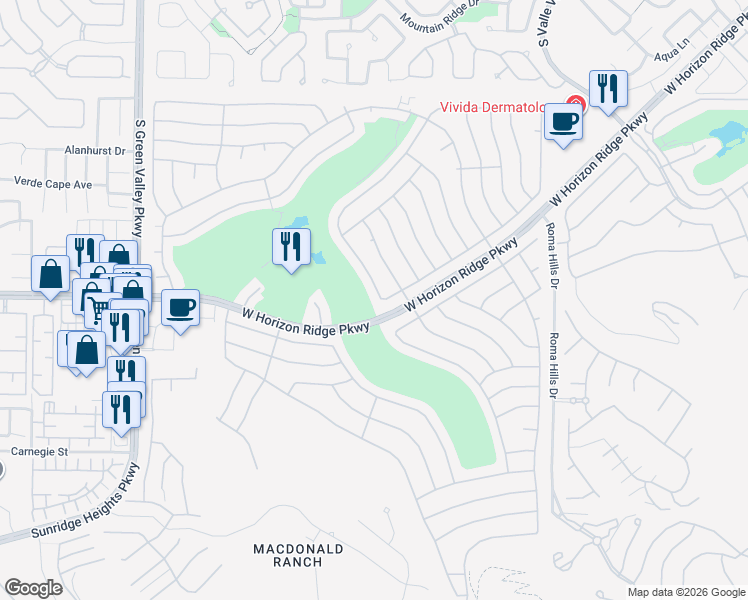 map of restaurants, bars, coffee shops, grocery stores, and more near 511 Eagle Vista Drive in Henderson