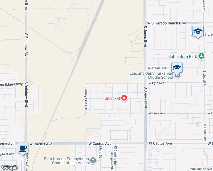 map of restaurants, bars, coffee shops, grocery stores, and more near 6356 Cactus Dahlia Street in Las Vegas