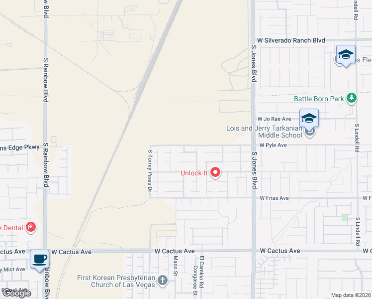 map of restaurants, bars, coffee shops, grocery stores, and more near 6356 Cactus Dahlia Street in Las Vegas