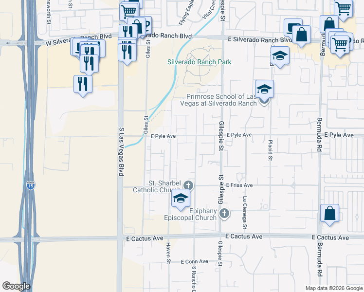 map of restaurants, bars, coffee shops, grocery stores, and more near 9920 Rancho Destino Road in Las Vegas