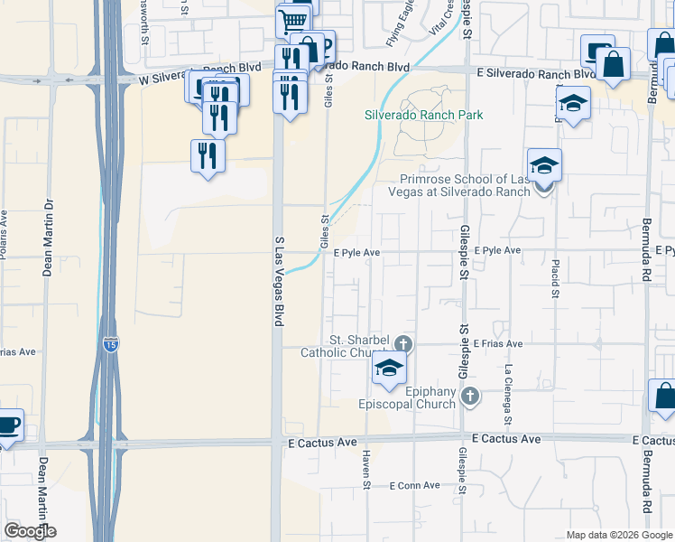 map of restaurants, bars, coffee shops, grocery stores, and more near in Las Vegas