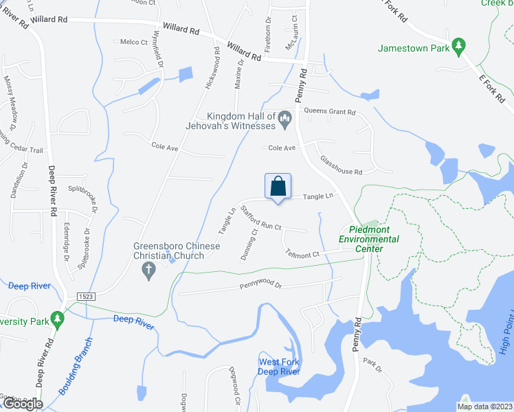 map of restaurants, bars, coffee shops, grocery stores, and more near 1204 Tangle Lane in High Point