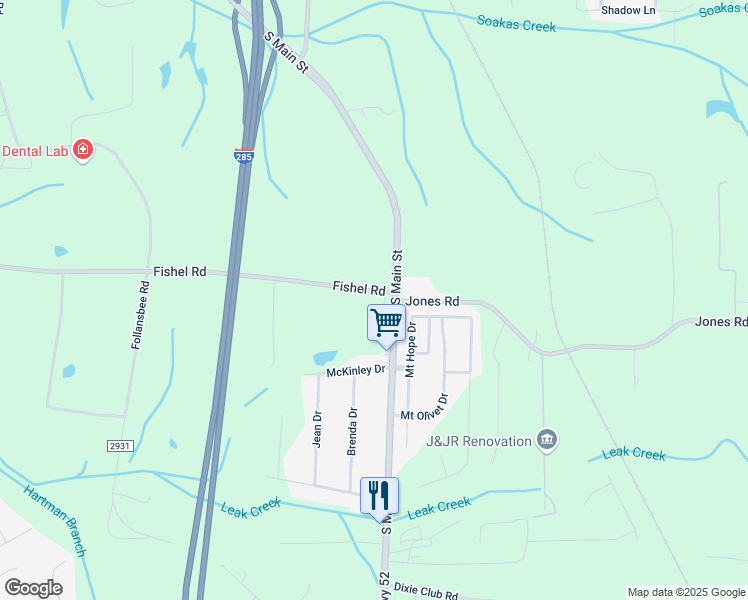 map of restaurants, bars, coffee shops, grocery stores, and more near 108 Fishel Road in Winston-Salem