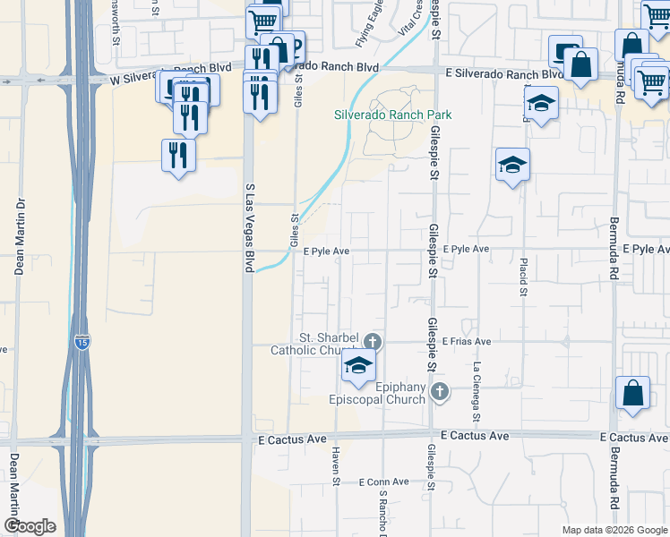 map of restaurants, bars, coffee shops, grocery stores, and more near 10085 Haven Street in Las Vegas