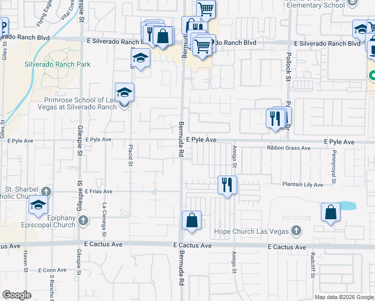 map of restaurants, bars, coffee shops, grocery stores, and more near 395 Sapphire Rock Avenue in Las Vegas