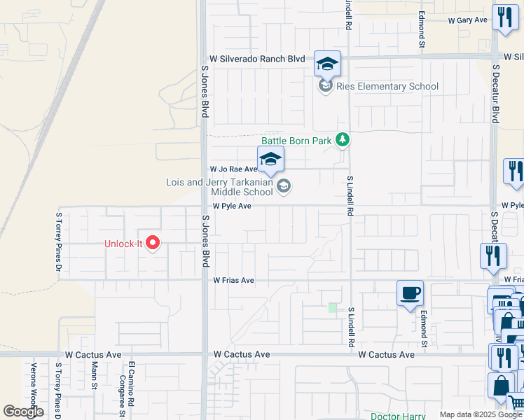 map of restaurants, bars, coffee shops, grocery stores, and more near 10117 South Driftwood Estate Street in Las Vegas