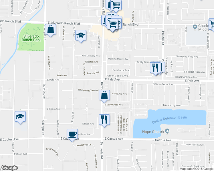 map of restaurants, bars, coffee shops, grocery stores, and more near 427 Roman Tree Court in Las Vegas