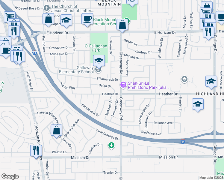 map of restaurants, bars, coffee shops, grocery stores, and more near 328 Balsa St in Henderson