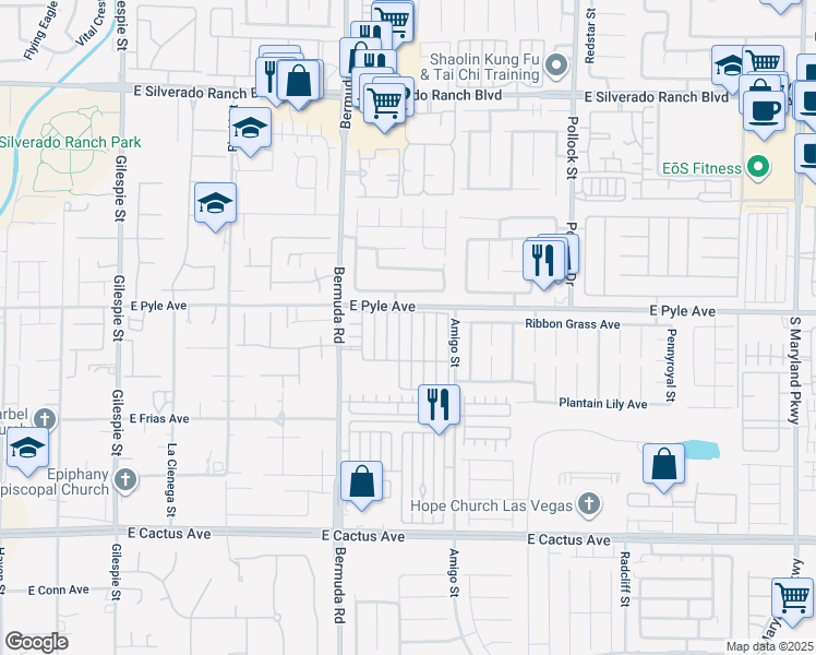 map of restaurants, bars, coffee shops, grocery stores, and more near 10133 Quaint Tree Street in Las Vegas