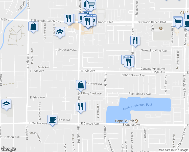 map of restaurants, bars, coffee shops, grocery stores, and more near 10133 Quaint Tree Street in Las Vegas