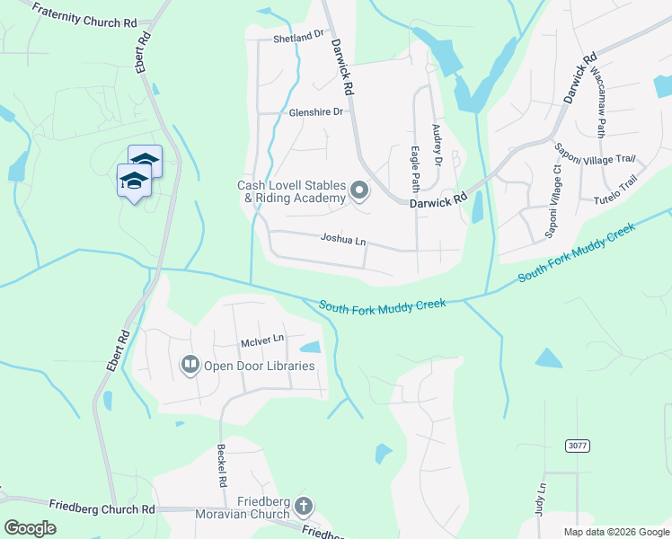 map of restaurants, bars, coffee shops, grocery stores, and more near 1872 Denise Lane in Winston-Salem