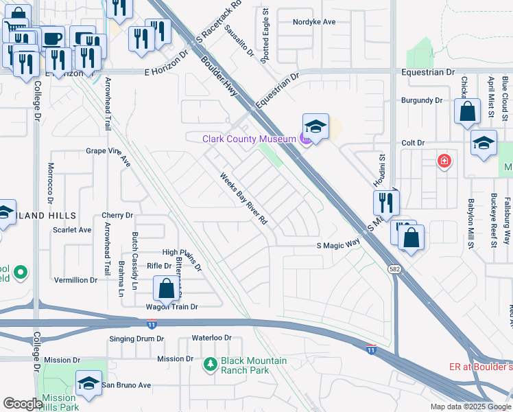 map of restaurants, bars, coffee shops, grocery stores, and more near 603 Pinetop Lake Street in Henderson