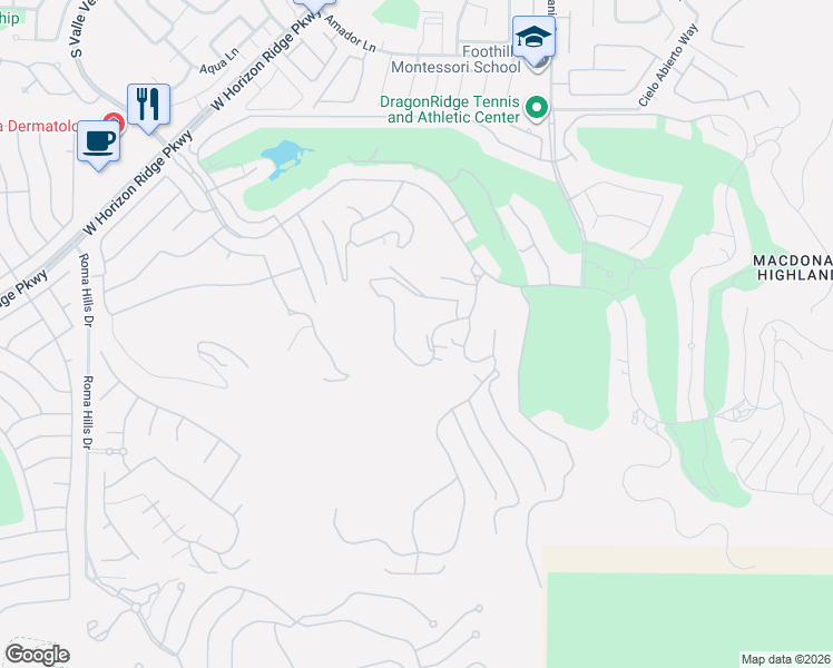 map of restaurants, bars, coffee shops, grocery stores, and more near 1504 Dragon Glen Drive in Henderson