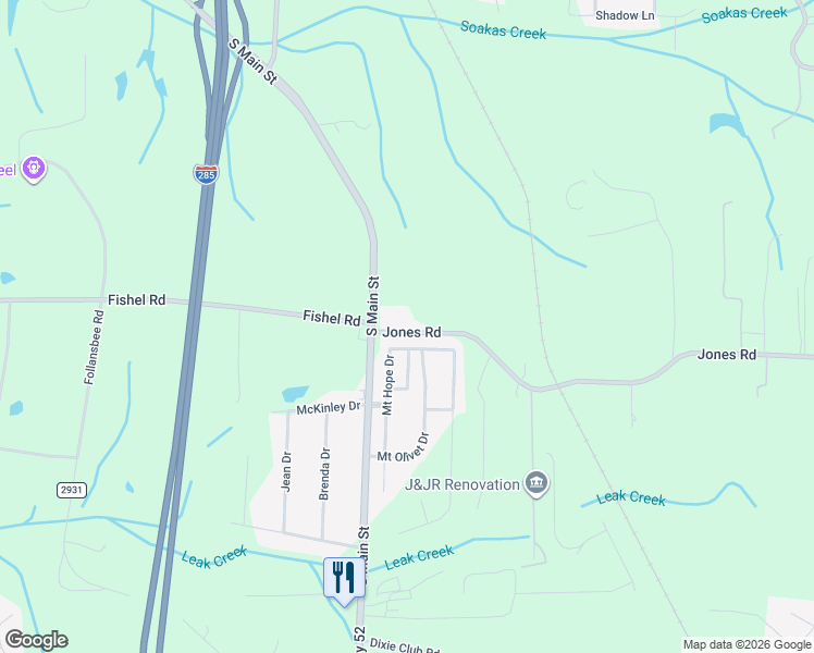 map of restaurants, bars, coffee shops, grocery stores, and more near 115 Jones Road in Winston-Salem