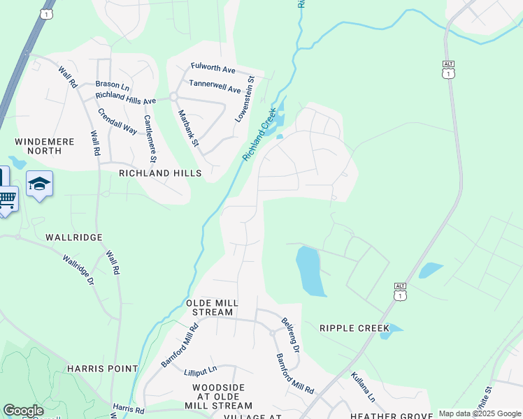 map of restaurants, bars, coffee shops, grocery stores, and more near 1236 Haltwhistle Street in Wake Forest