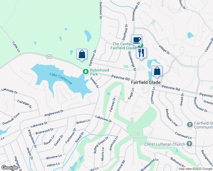 map of restaurants, bars, coffee shops, grocery stores, and more near 111 Howard Terrace in Crossville
