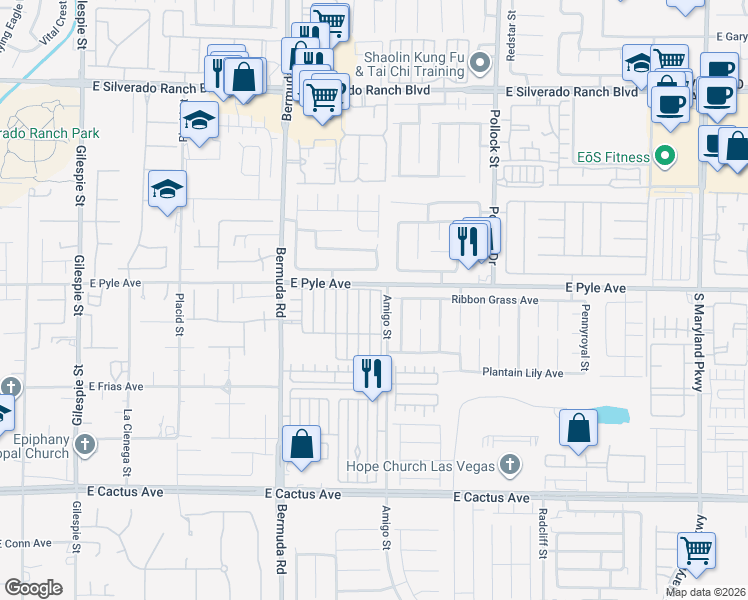 map of restaurants, bars, coffee shops, grocery stores, and more near 10122 Rocky Tree Street in Las Vegas
