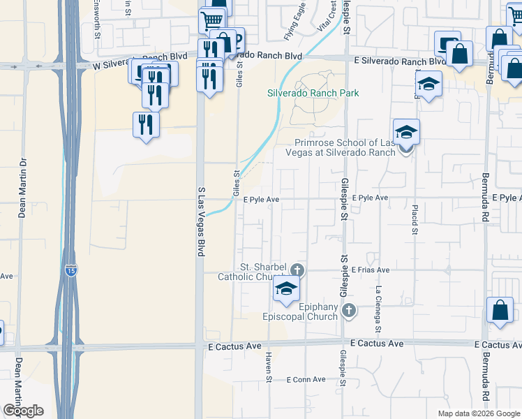 map of restaurants, bars, coffee shops, grocery stores, and more near Glen Aulin Street in Las Vegas