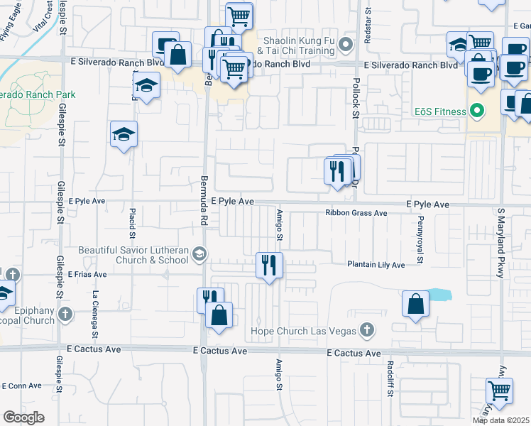 map of restaurants, bars, coffee shops, grocery stores, and more near 10113 Rolling Tree Street in Las Vegas