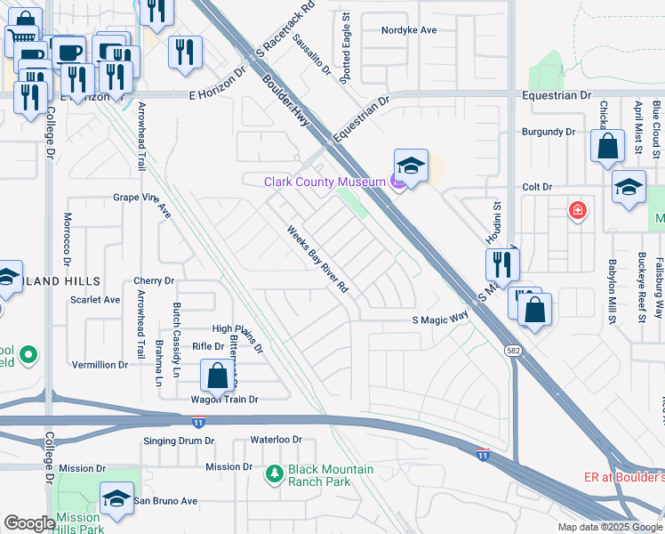 map of restaurants, bars, coffee shops, grocery stores, and more near 603 Pinetop Lake Street in Henderson