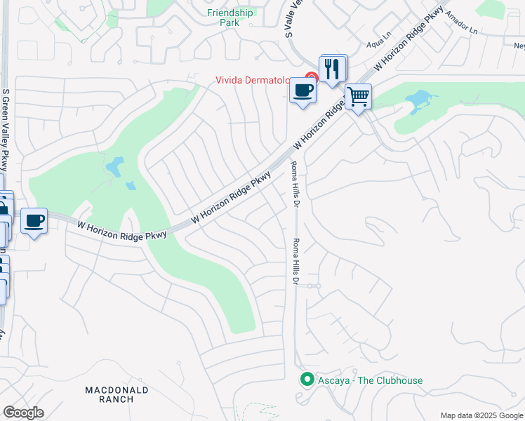 map of restaurants, bars, coffee shops, grocery stores, and more near 1805 Walking Path Avenue in Henderson
