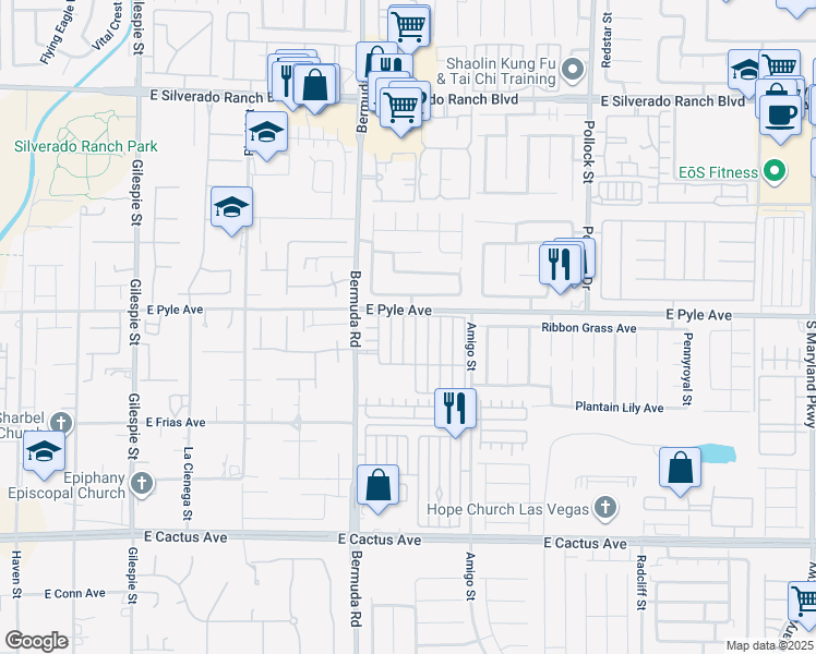 map of restaurants, bars, coffee shops, grocery stores, and more near in Las Vegas