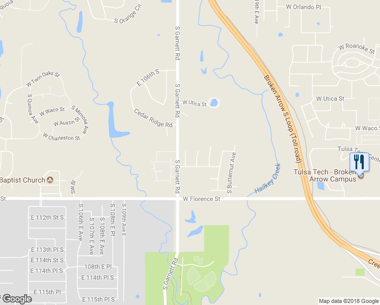 map of restaurants, bars, coffee shops, grocery stores, and more near 4305 South Firewood Avenue in Broken Arrow