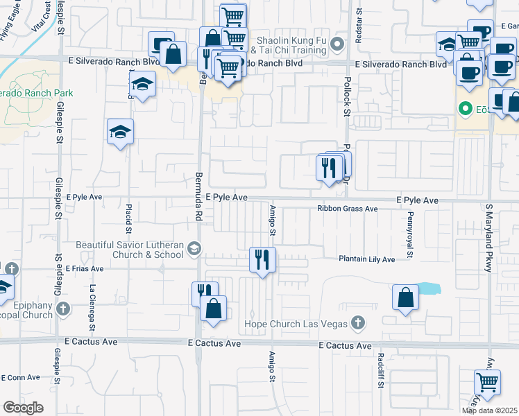 map of restaurants, bars, coffee shops, grocery stores, and more near 10113 Rolling Tree Street in Las Vegas